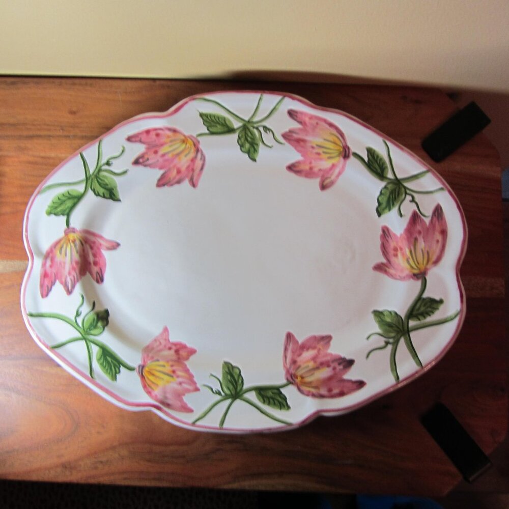 floral vintage serving plate platter handmade portugal (GC006 Grace)